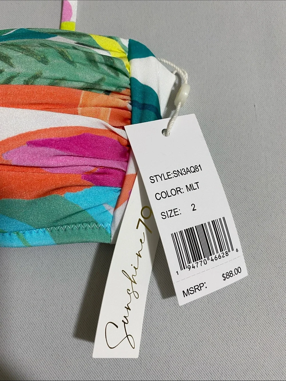 SUNSHINE 79  Tropical-print Twist-front Bandeau Bikini Top Women's Size 2
